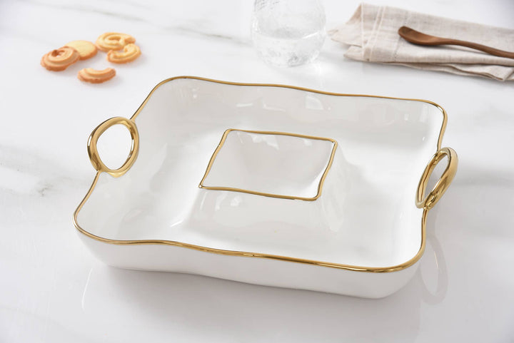 Pampa Bay Square Chip & Dip - Gold Handles - Gabrielle's Biloxi