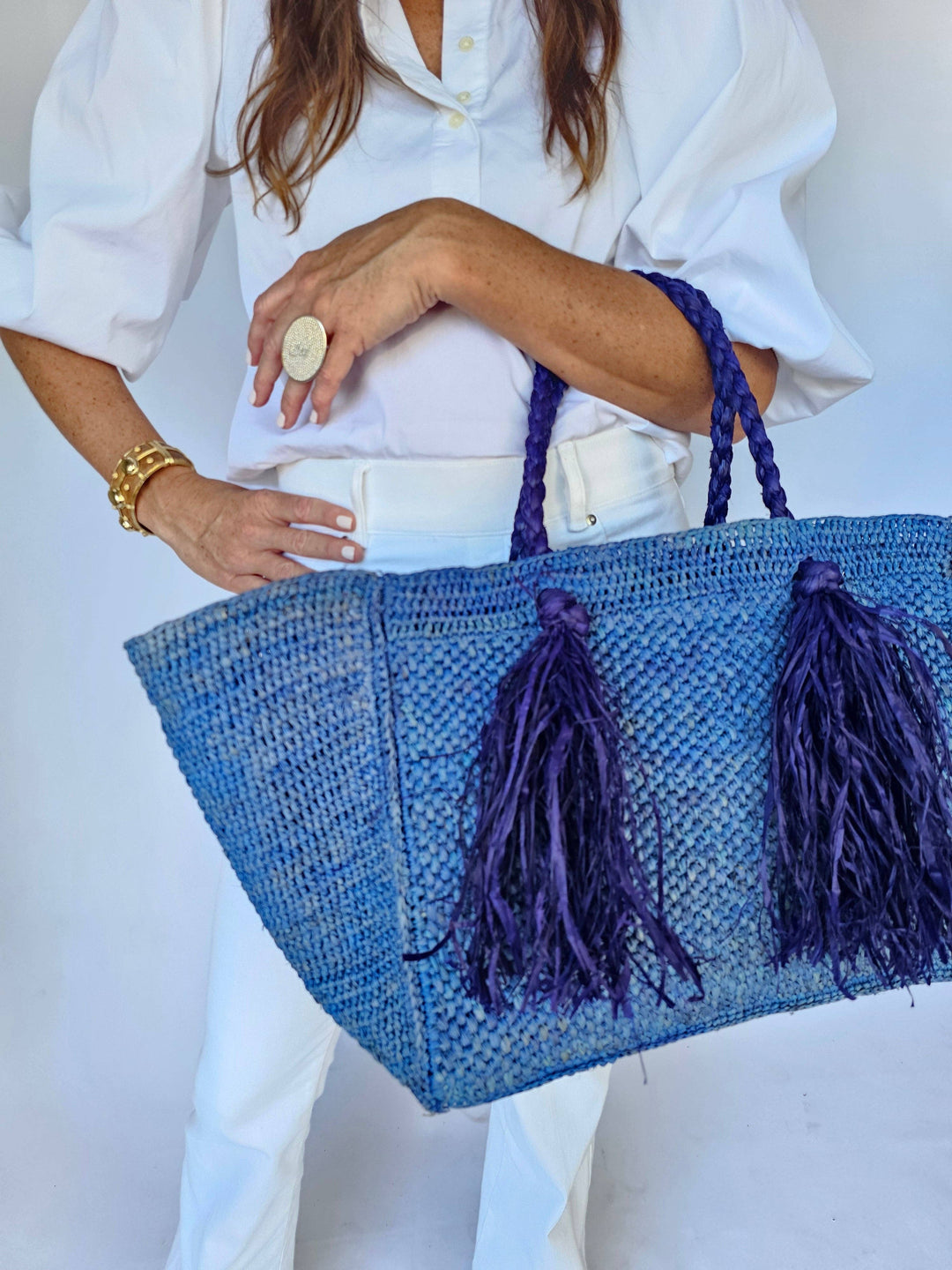 Blue Camilla Raffia Bag - Gabrielle's Biloxi
