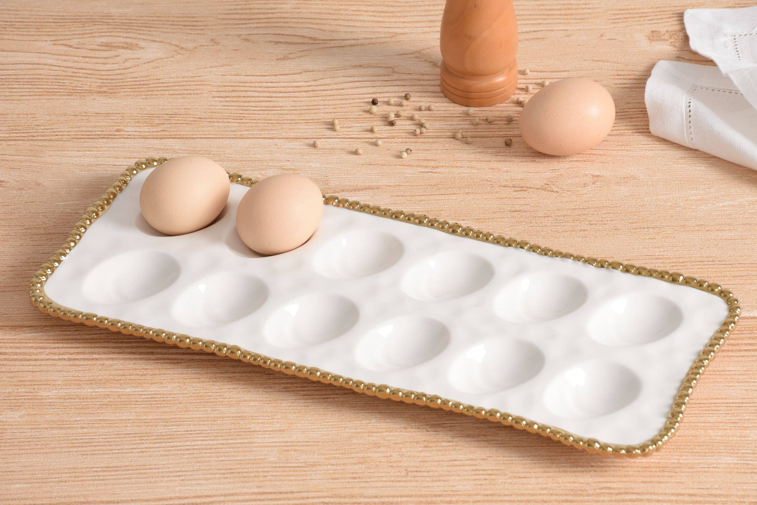 Pampa Bay Deviled Egg Tray - White Gold - Gabrielle's Biloxi