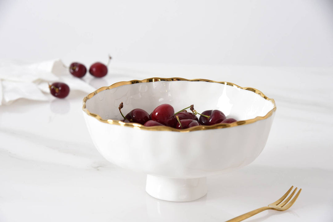Pampa Bay Medium Footed Bowl - White Gold - Gabrielle's Biloxi