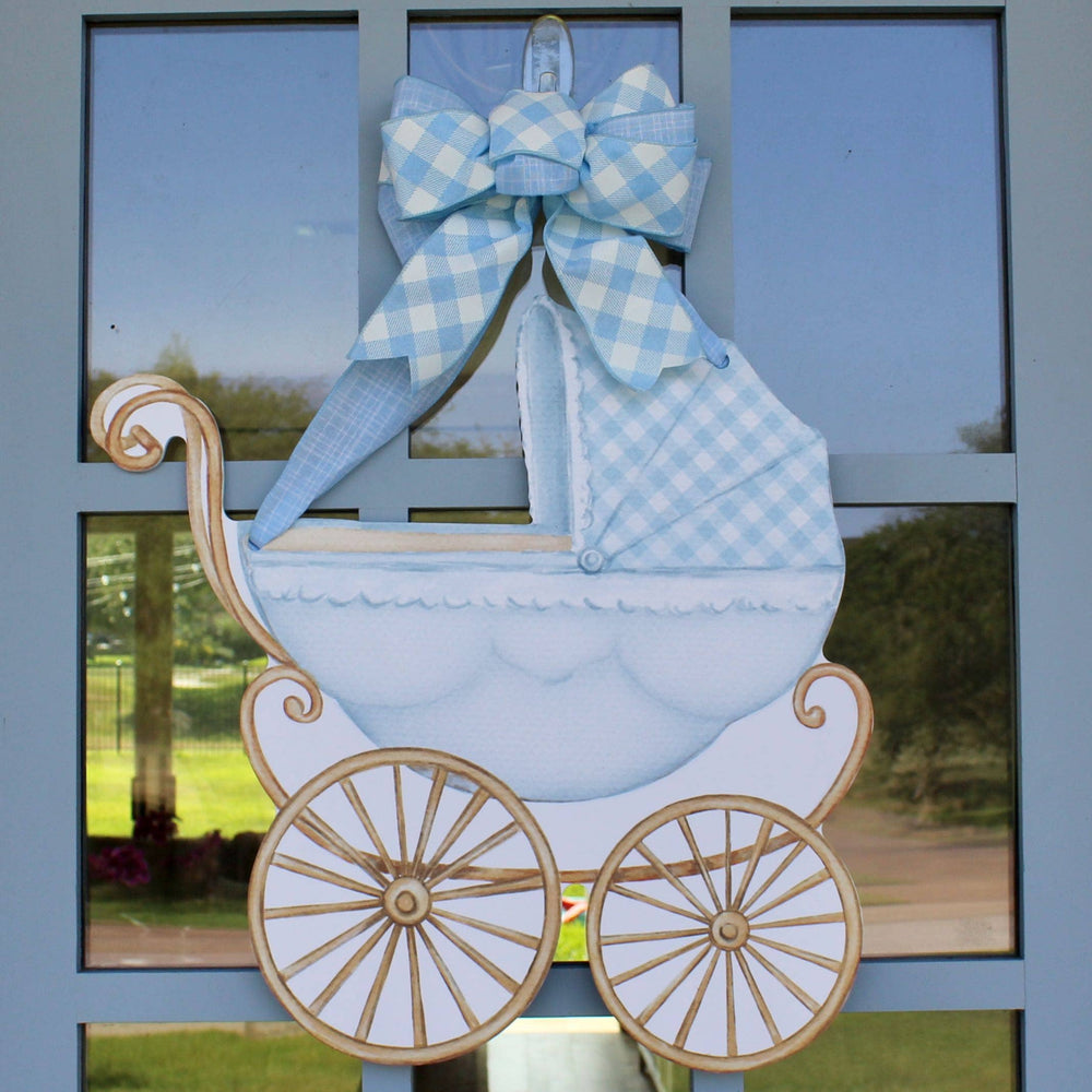 Blue Baby Carriage Door Hanger - Blue - Gabrielle's Biloxi