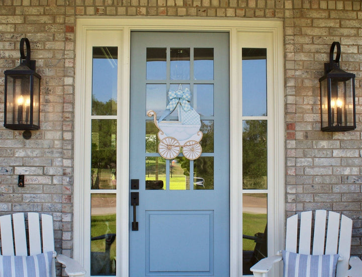Blue Baby Carriage Door Hanger - Blue - Gabrielle's Biloxi