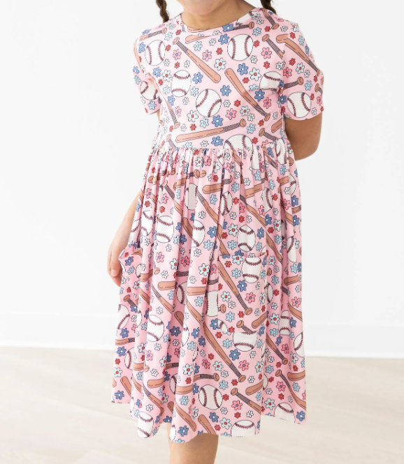 Batter Up Short Sleeve Pocket Twirl Dress - Gabrielle's Biloxi
