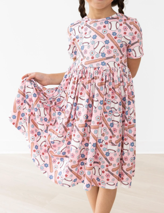 Batter Up Short Sleeve Pocket Twirl Dress - Gabrielle's Biloxi
