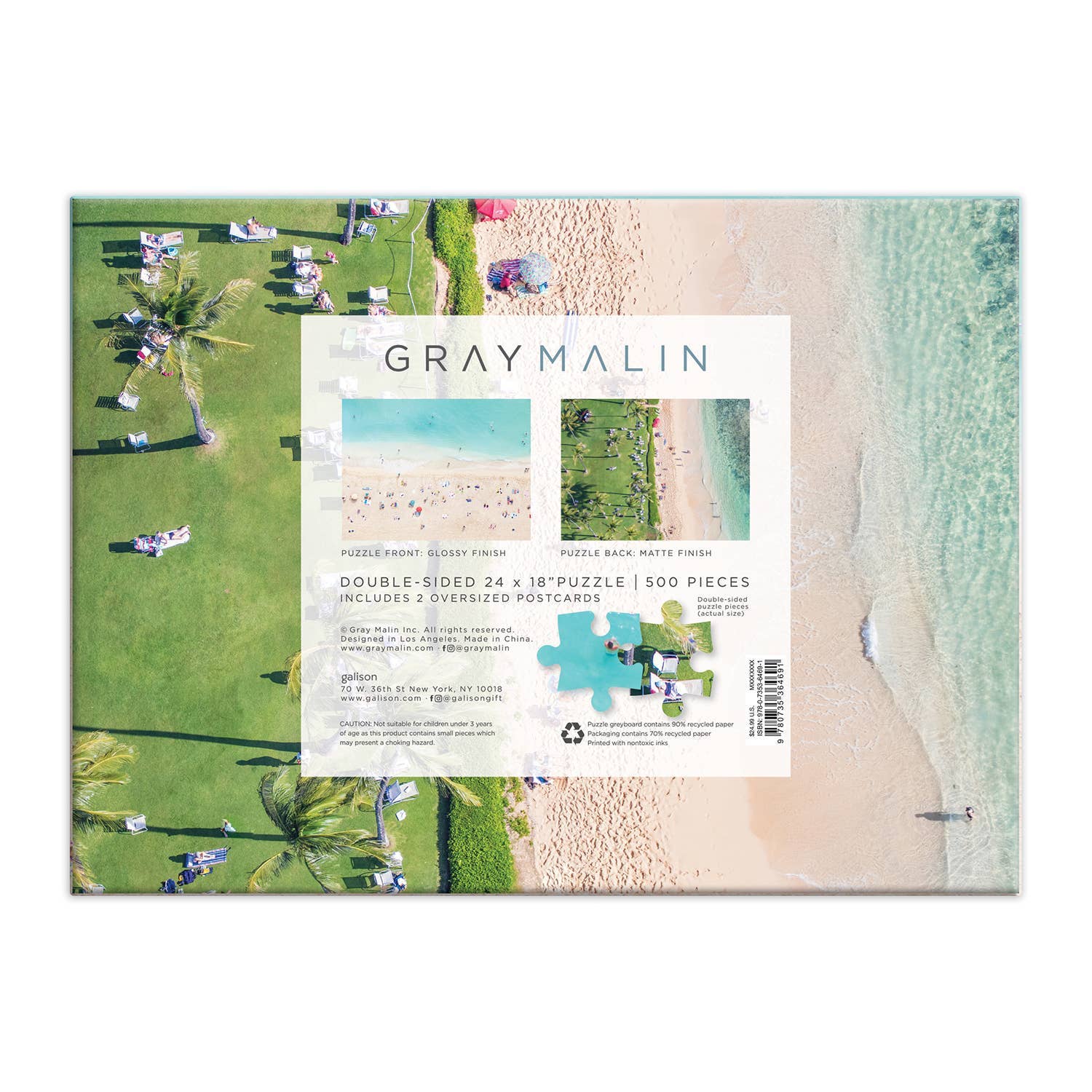 Gray Malin The Hawaii Beach Double-Sided 500 Piece Puzzle - Gabrielle's Biloxi