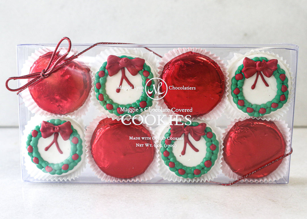 Holiday Chocolate Covered Cookies 8pc - Wreath - Gabrielle's Biloxi