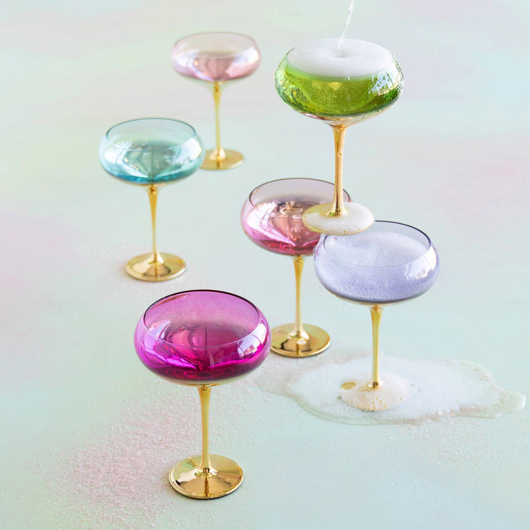Glitterville Gilded Coupe Glass - 7" - Gabrielle's Biloxi