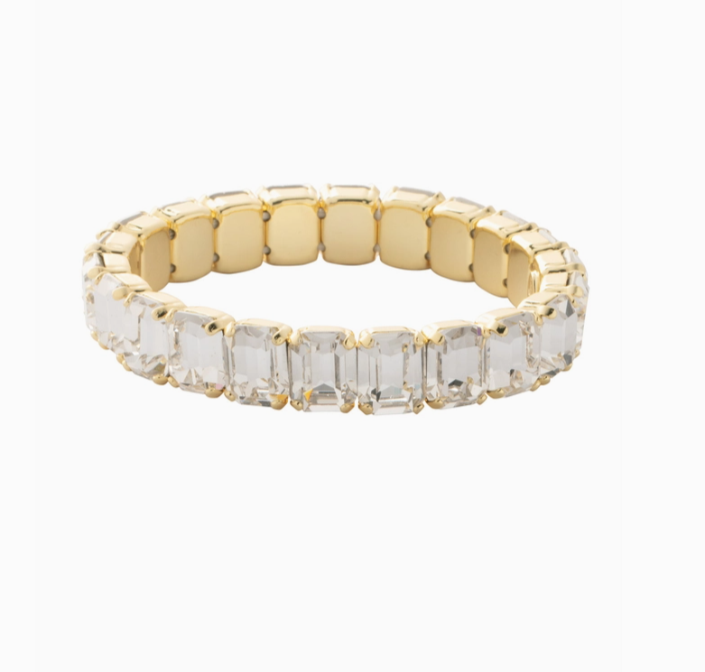 Sorrelli 8 inch Octavia Stretch Bracelet - Bright Gold Crystal - Gabrielle's Biloxi