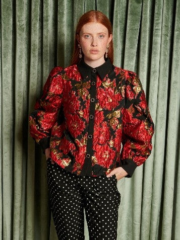 Sister Jane Illusions Jacquard Blouse - Red - Gabrielle's Biloxi