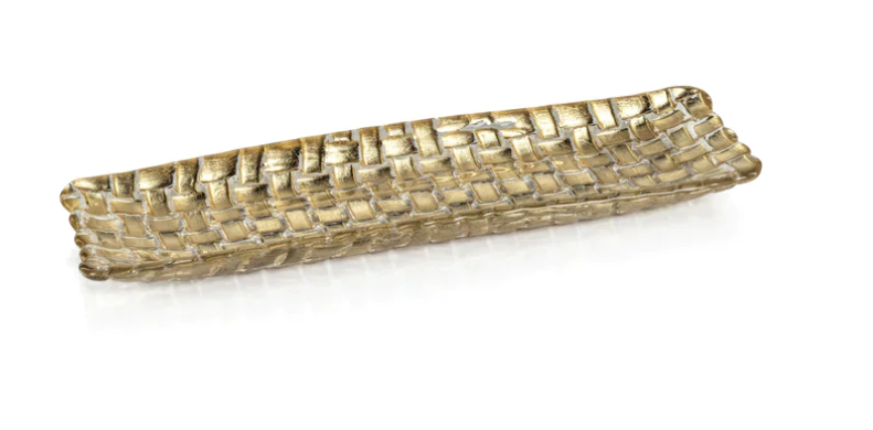 Braided Rectangular Glass Plate- Gold, 12.25" - Gabrielle's Biloxi