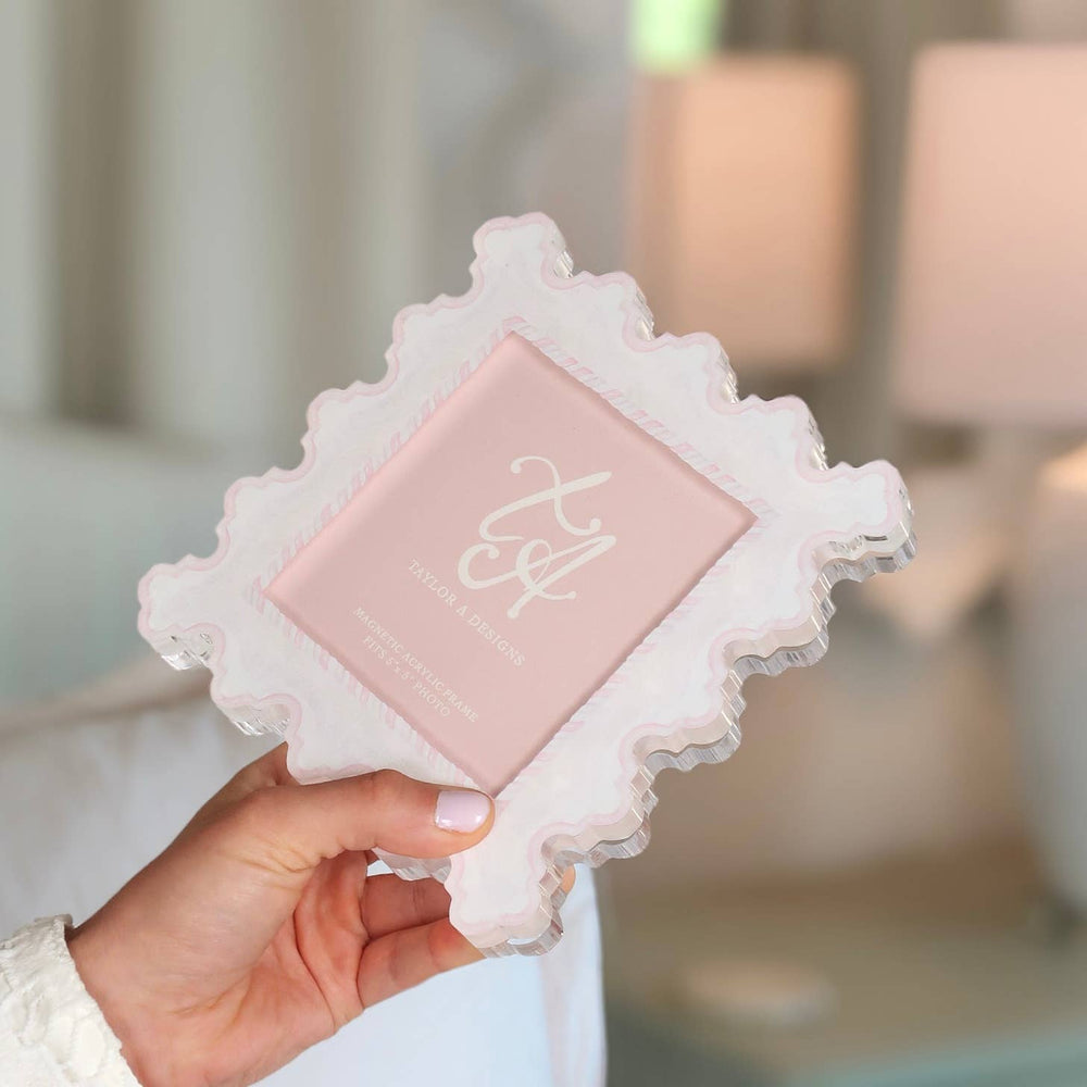 Acrylic Magnetic Frame - Pink & White - Gabrielle's Biloxi