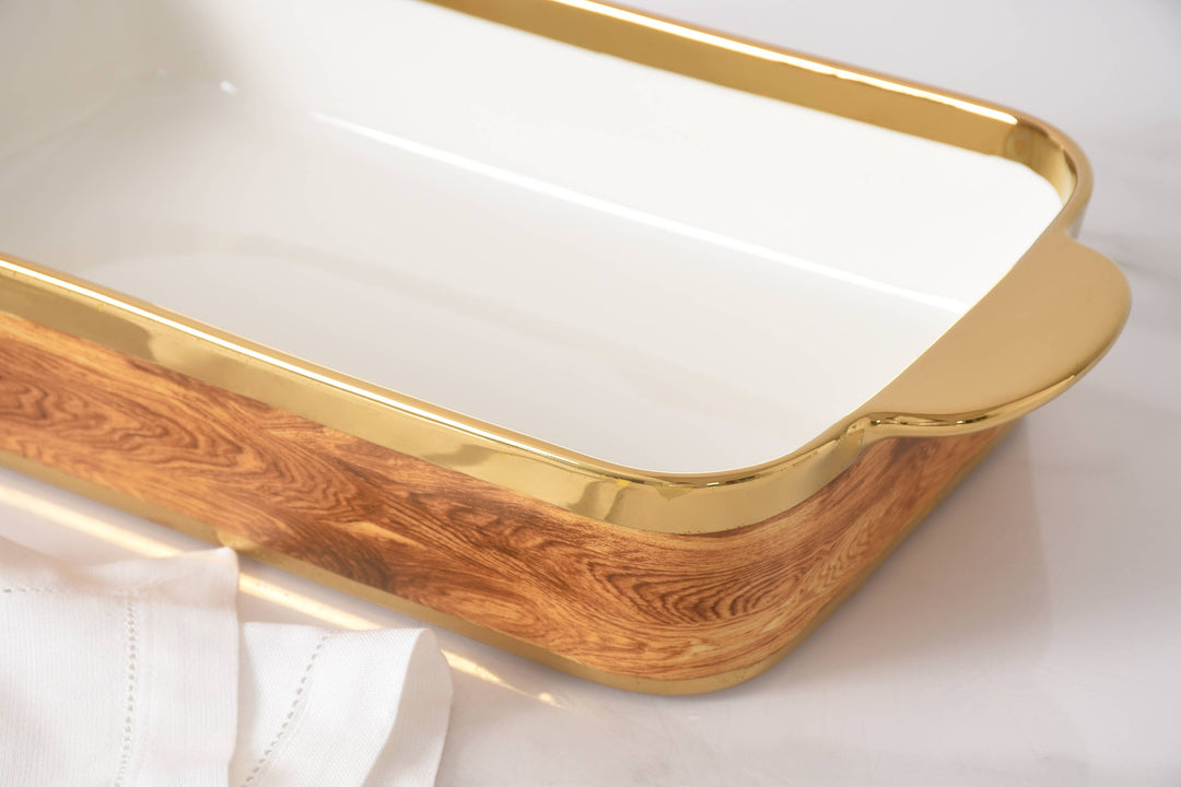 Pampa Bay Rectangular Baking Dish - Gold/Wood - Gabrielle's Biloxi