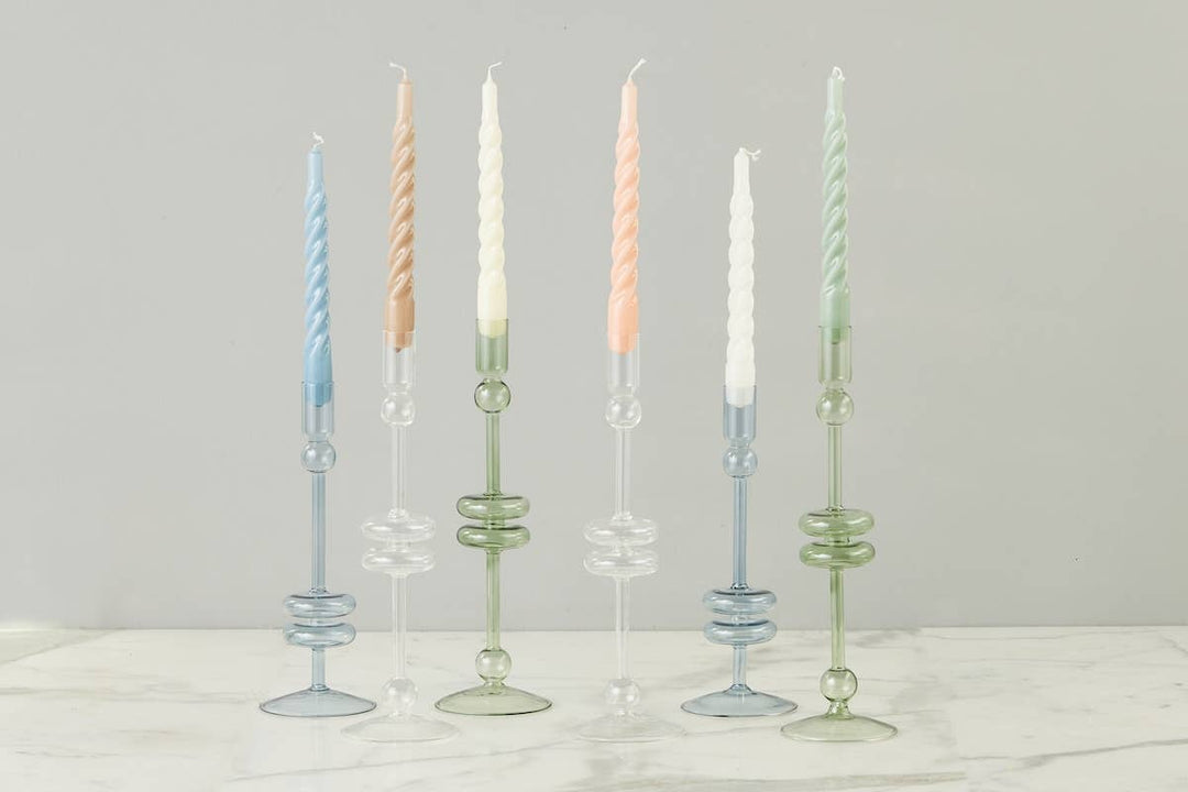 Etu Lacquer Twisted Taper Candles, Denim Blue,  Boxed, Set of 6 - Gabrielle's Biloxi
