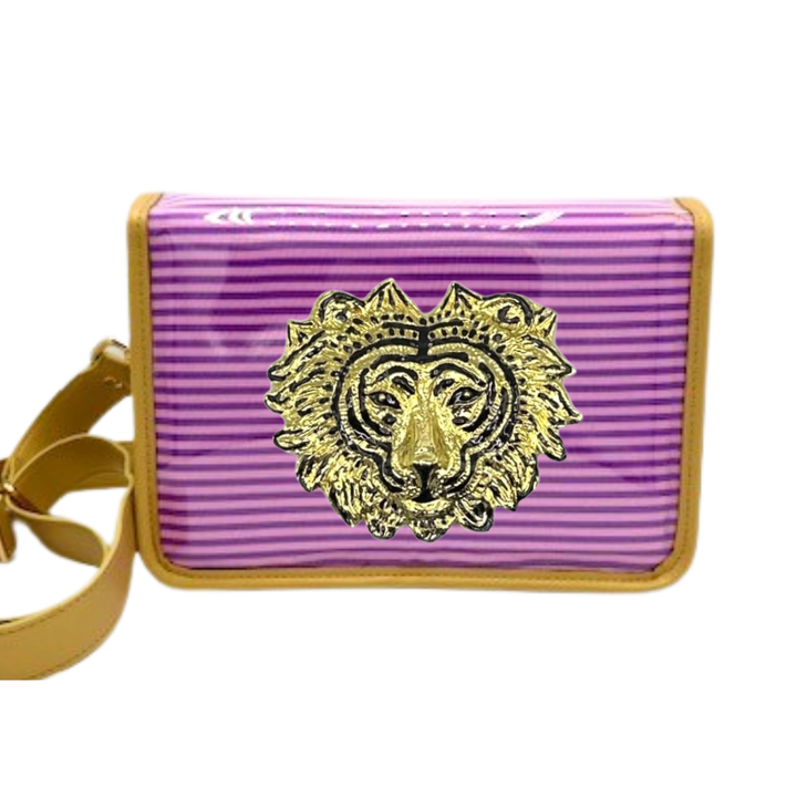 Purple Thin Stripe Clear Gameday Stadium Bag w/ Tiger - Gabrielle's Biloxi