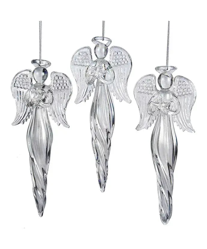 6"GLASS ANGEL ORNAMENT 3/ASSTD - Gabrielle's Biloxi