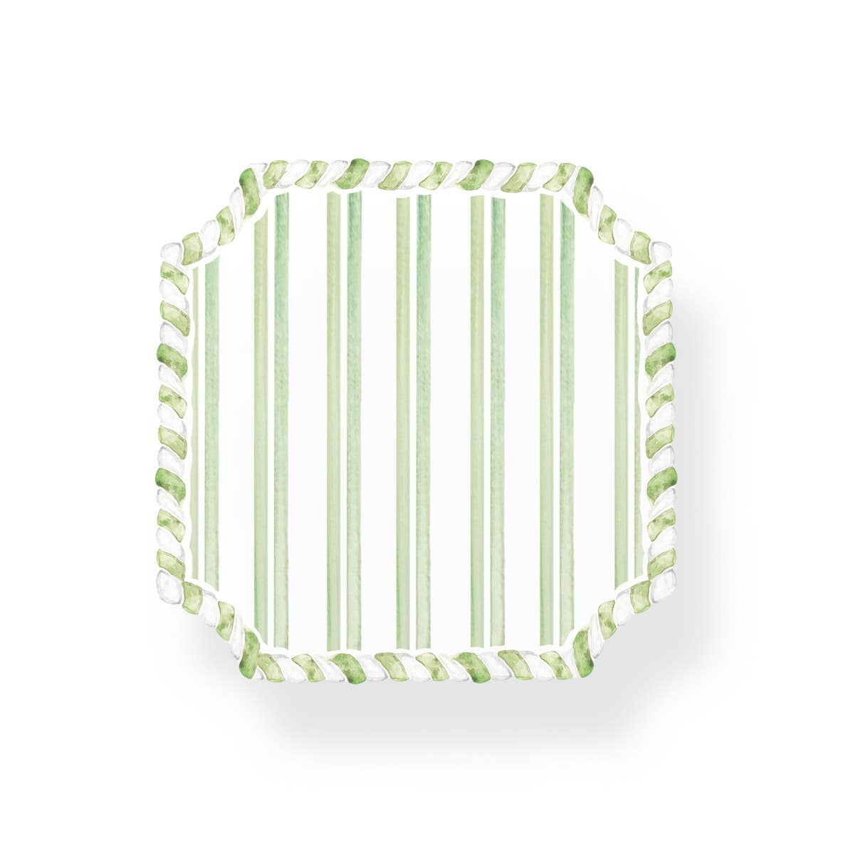 Acrylic Green & White Striped Coaster - Gabrielle's Biloxi