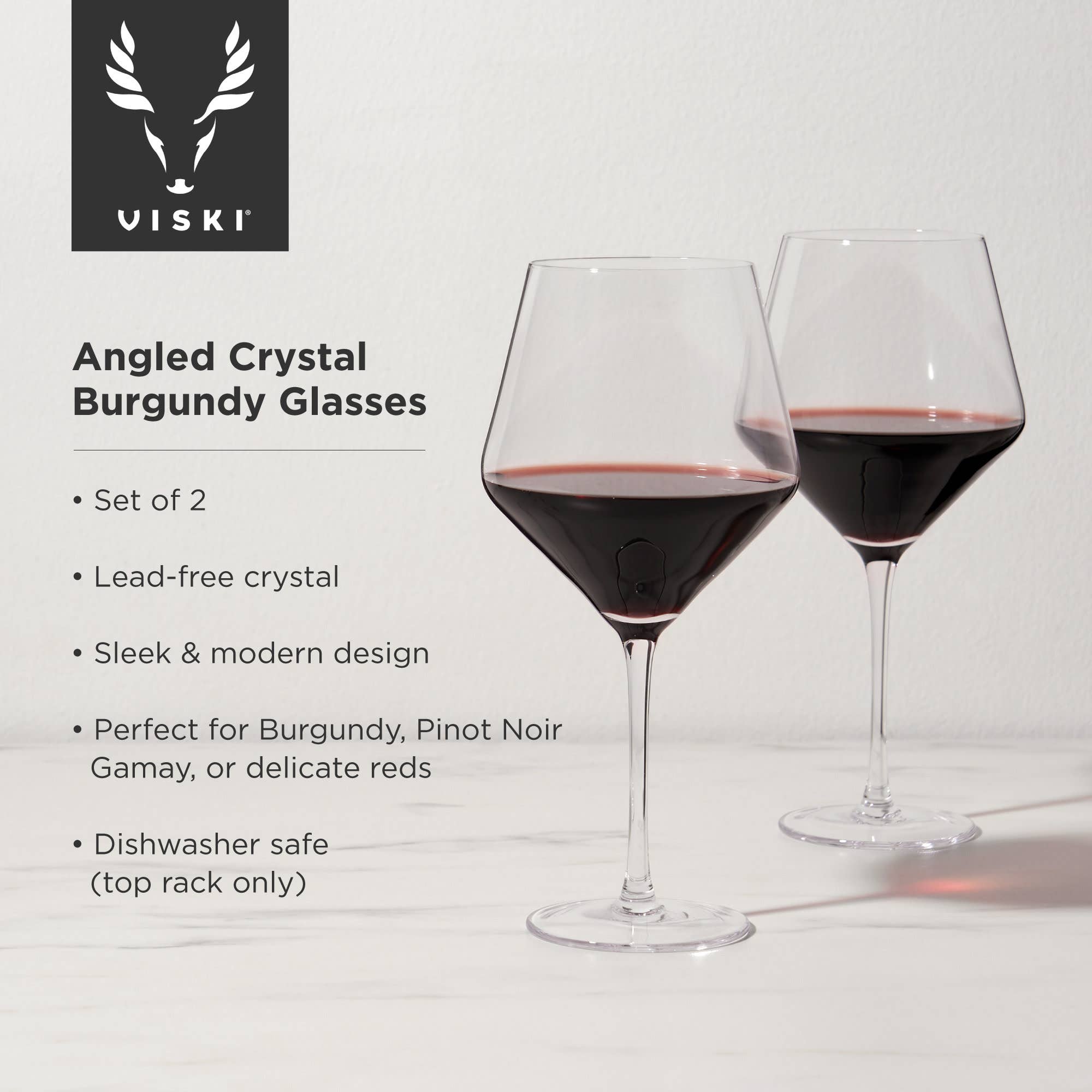 Raye™ Angled Crystal Burgundy Glasses Set of 2