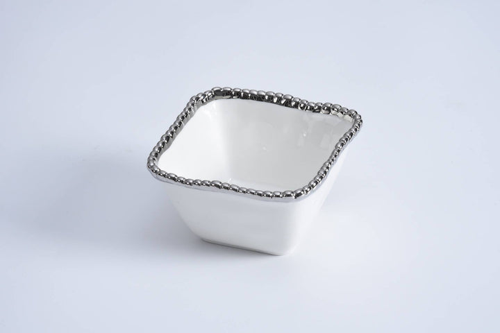 Pampa Bay Square Snack Bowl - White & Silver - Gabrielle's Biloxi