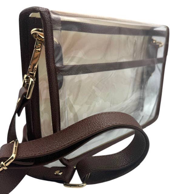 Crimson Buffalo Check Clear Stadium Bag - Gold Bamboo Stick
