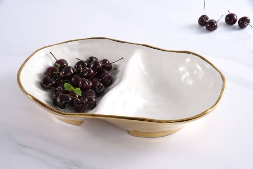 Pampa Bay 2 Section Server - White & Gold - Gabrielle's Biloxi