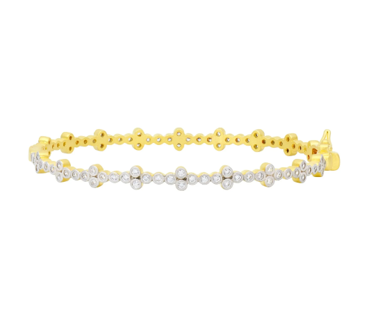 Freida Rothman Clover Station Hinge Bangle - Gold - Gabrielle's Biloxi