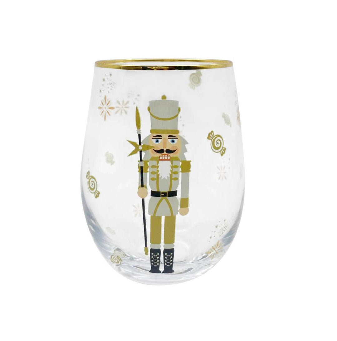 Holiday Nutcracker Stemless Wine Glass - Gabrielle's Biloxi