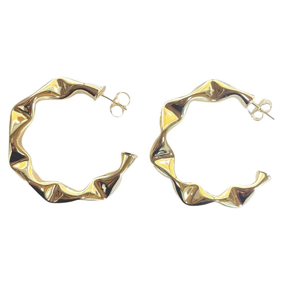 Shelia Fajl Large Wrinkled Hoops - Shiny Gold - Gabrielle's Biloxi