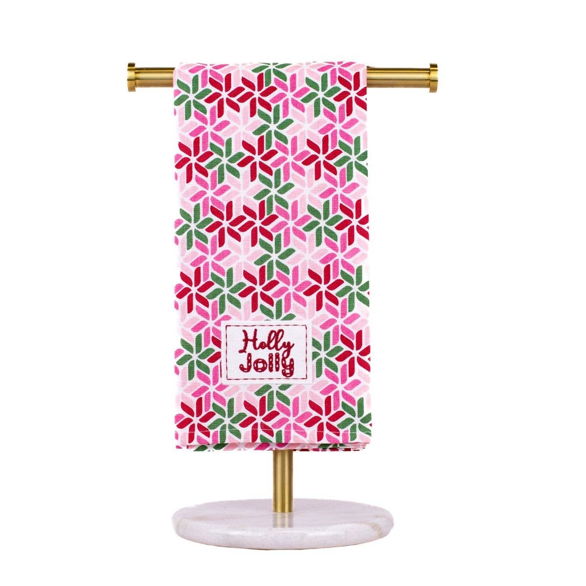 Holly Jolly Stellar Hand Towel - Pink/Red/Green - Gabrielle's Biloxi