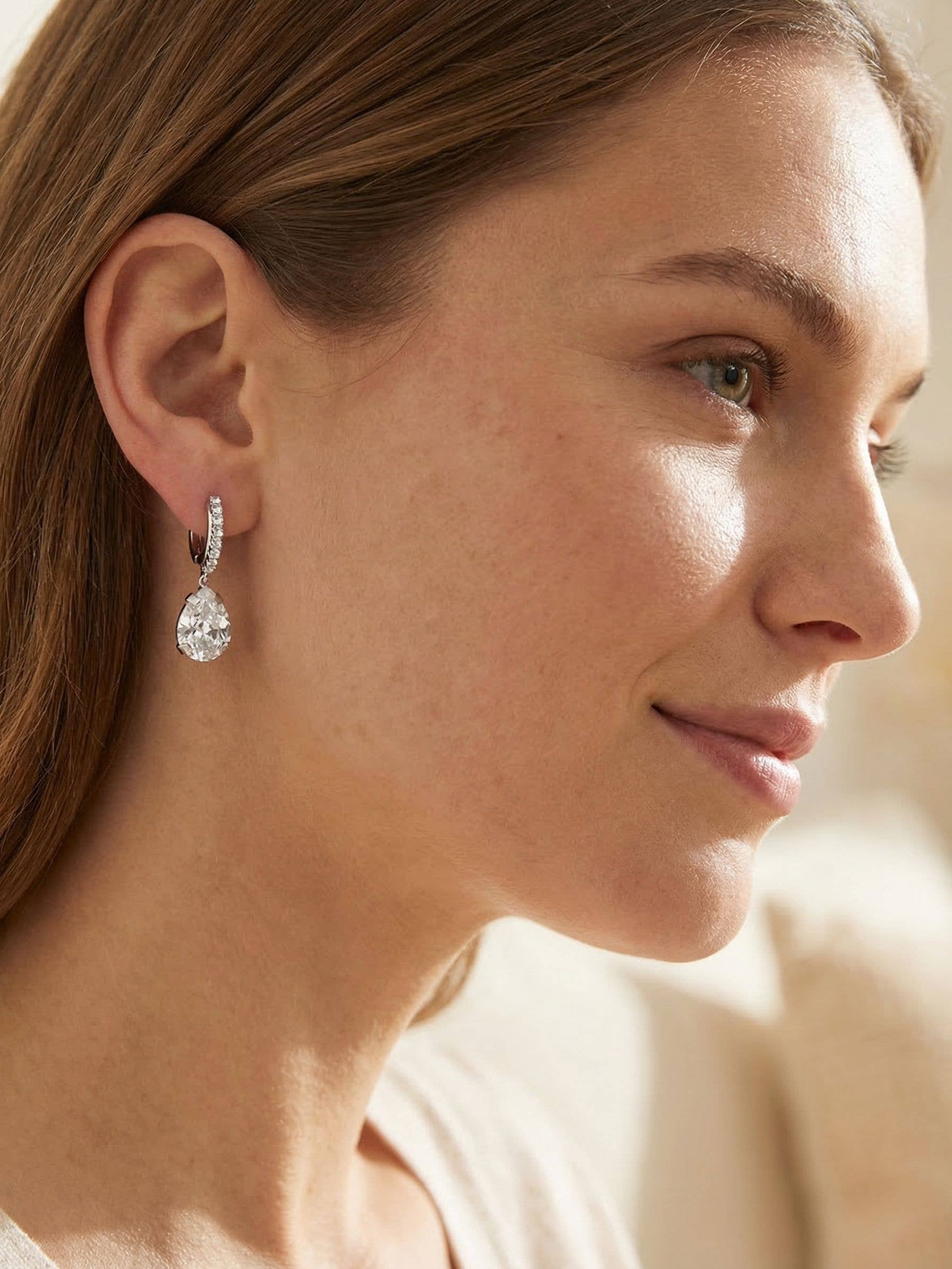 Sorrelli Perfect Pear Embellished Huggie Hoop Earrings - Crystal