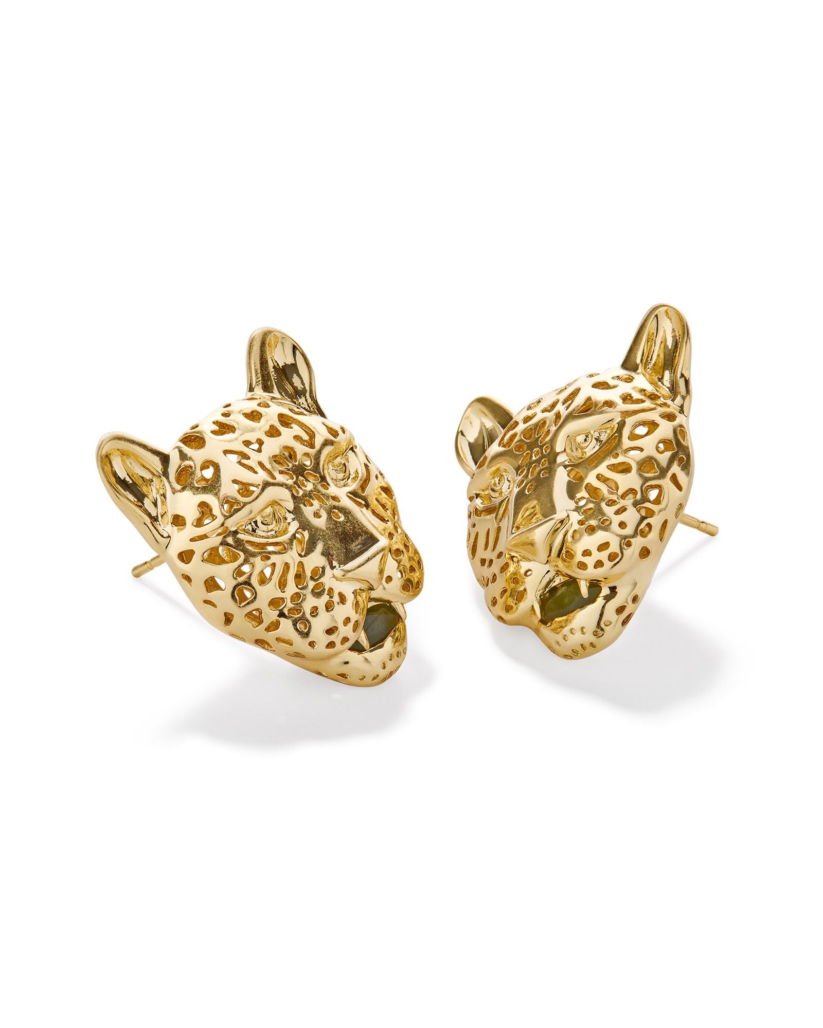 Kendra Scott Maura Jaguar Statement Stud Earrings - Gold Sage Serpentine - Gabrielle's Biloxi