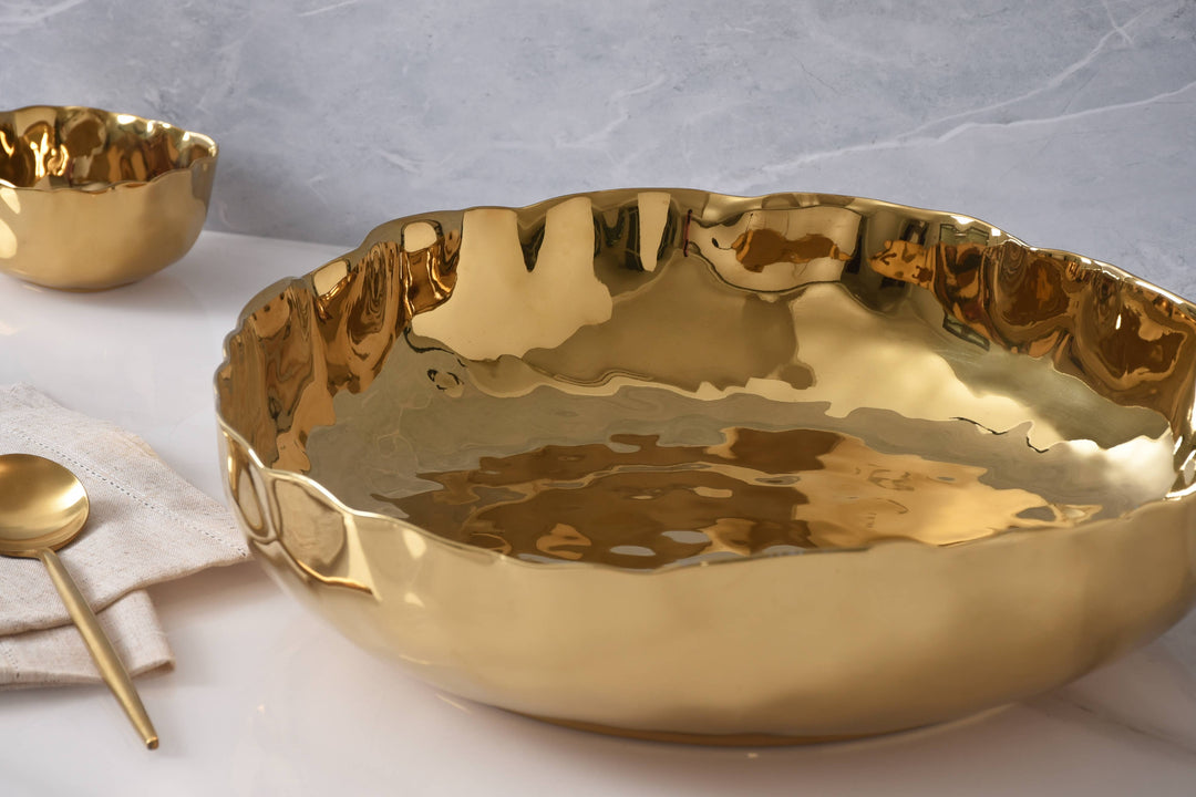 Pampa Bay Extra Large Shallow Bowl - Gold - Gabrielle's Biloxi