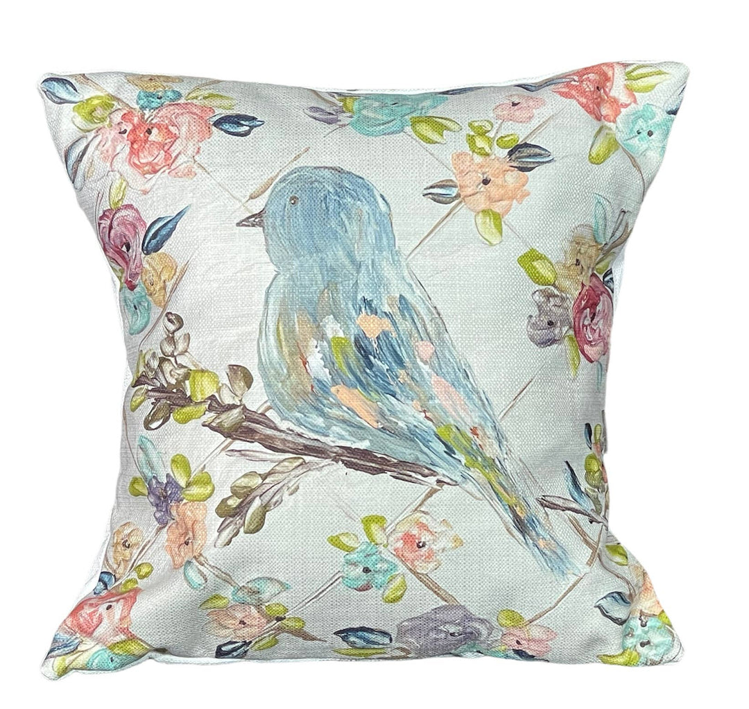 Floral Blue Bird Pillow - Gabrielle's Biloxi