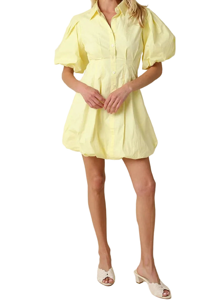 Valerie Puff Sleeve Mini Dress - Butter - Gabrielle's Biloxi