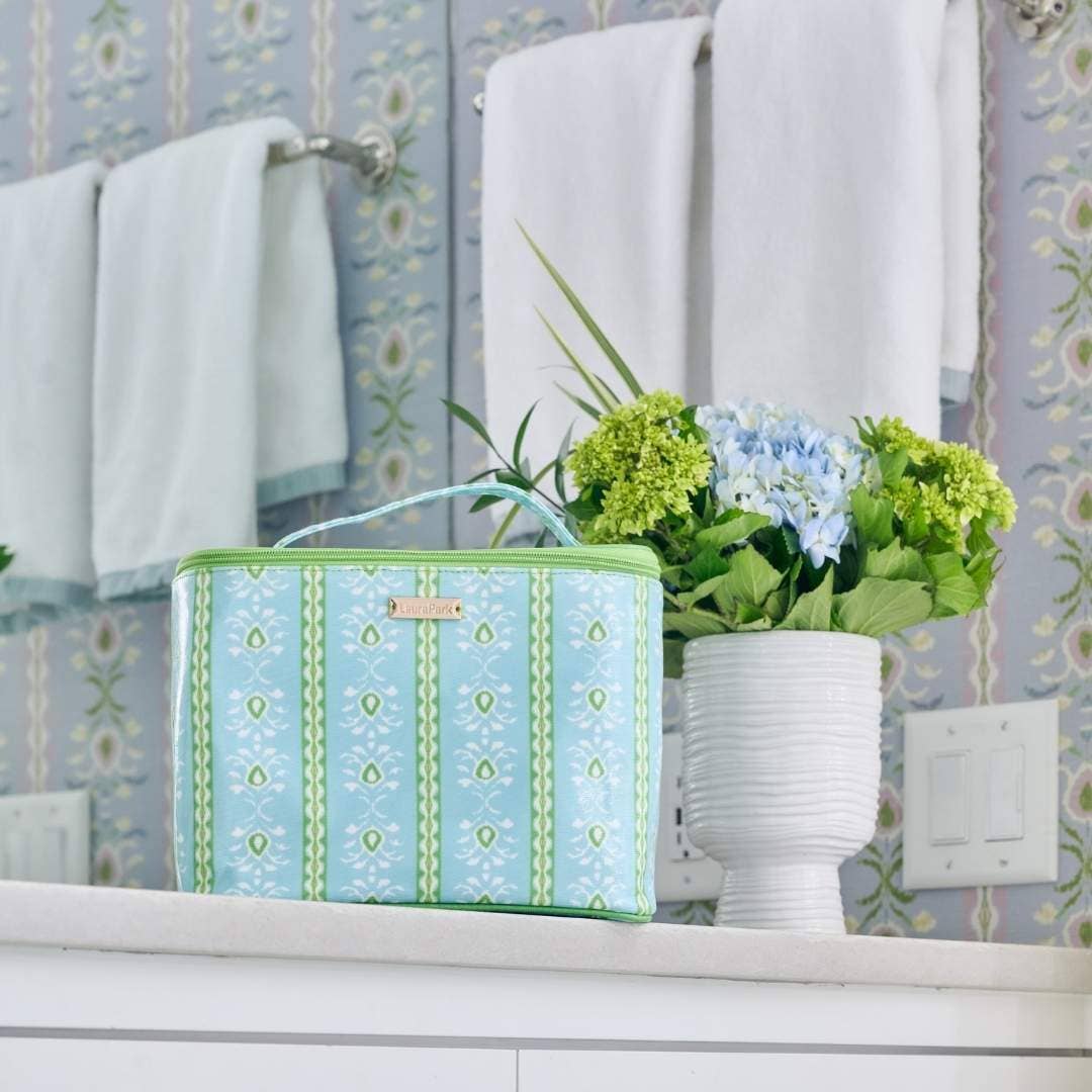 Laura Park Train Case - Rosemary Stripe Blue