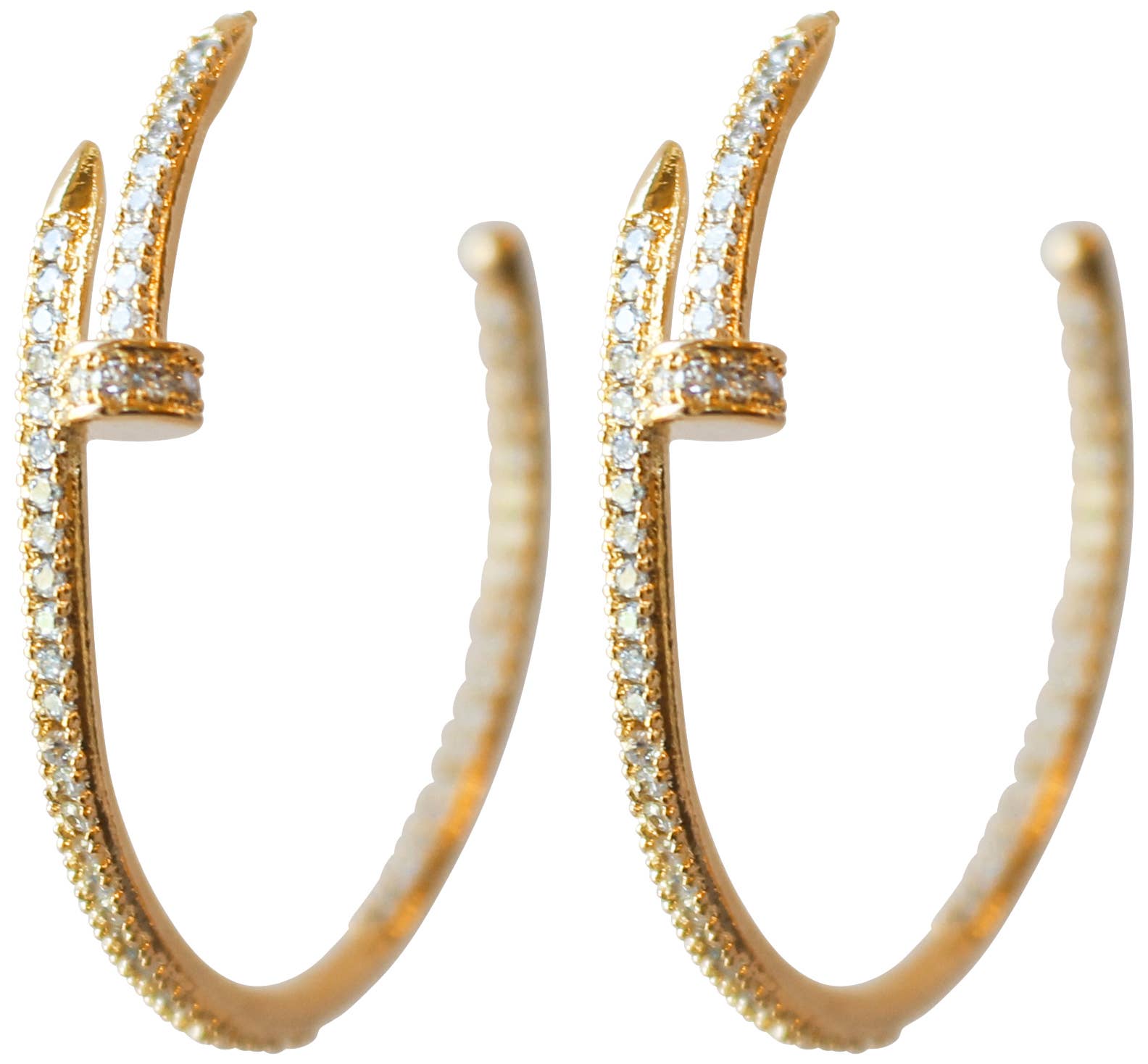 Emma Nail CZ Hoop Earrings - Gold - Gabrielle's Biloxi