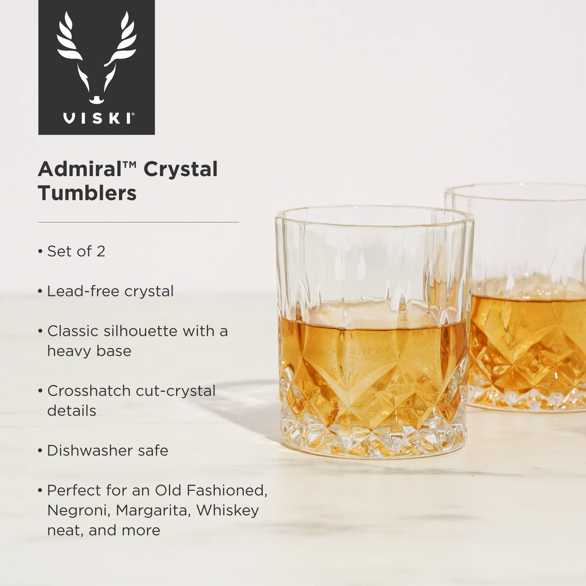 Admiral™ Stemless Crystal Lowball Tumblers Set of 2