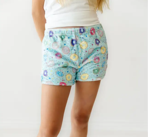 Macaron + Me Plush Shorts - Turquoise Donuts - Gabrielle's Biloxi