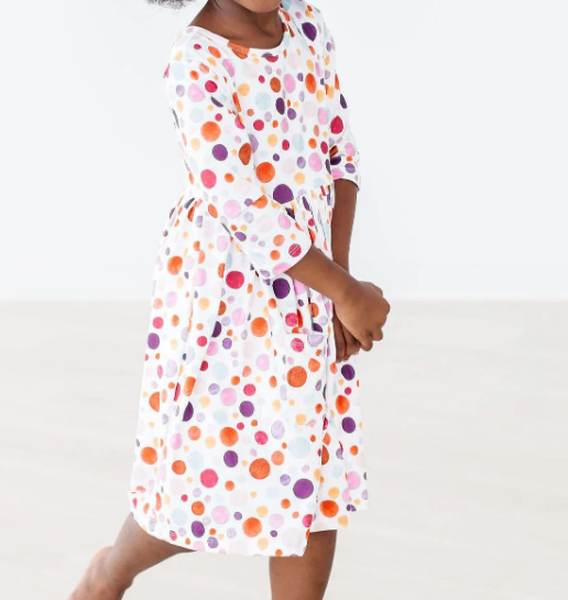 Watercolor Pebbles 3/4 Sleeve Pocket Twirl Dress - Gabrielle's Biloxi