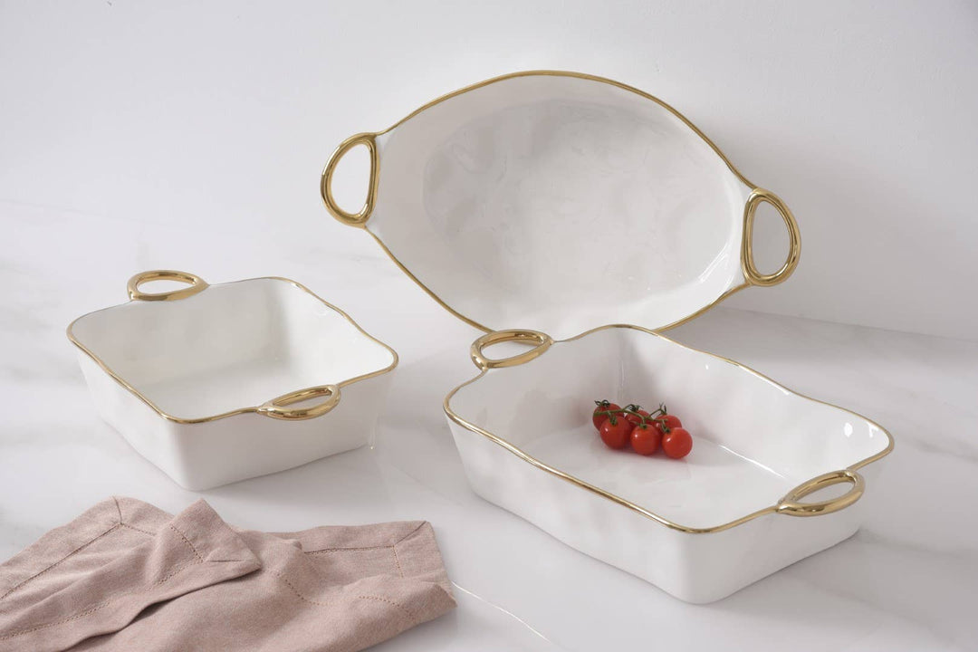 Pampa Bay Rectangular Baking Dish - Gold Handles - Gabrielle's Biloxi