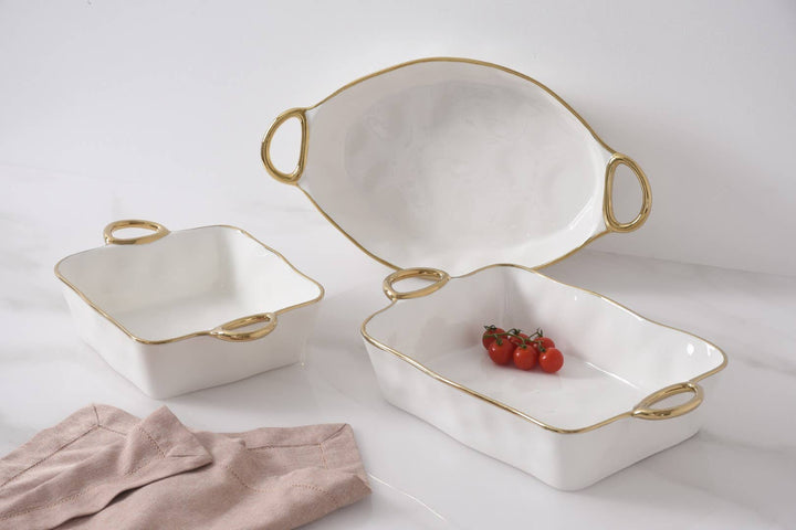 Pampa Bay Rectangular Baking Dish - Gold Handles - Gabrielle's Biloxi