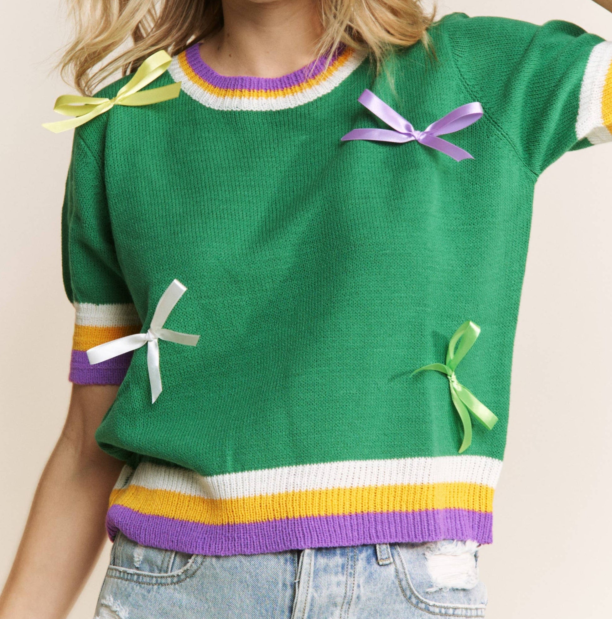 Mardi Gras Bow Detail Top - Gabrielle's Biloxi