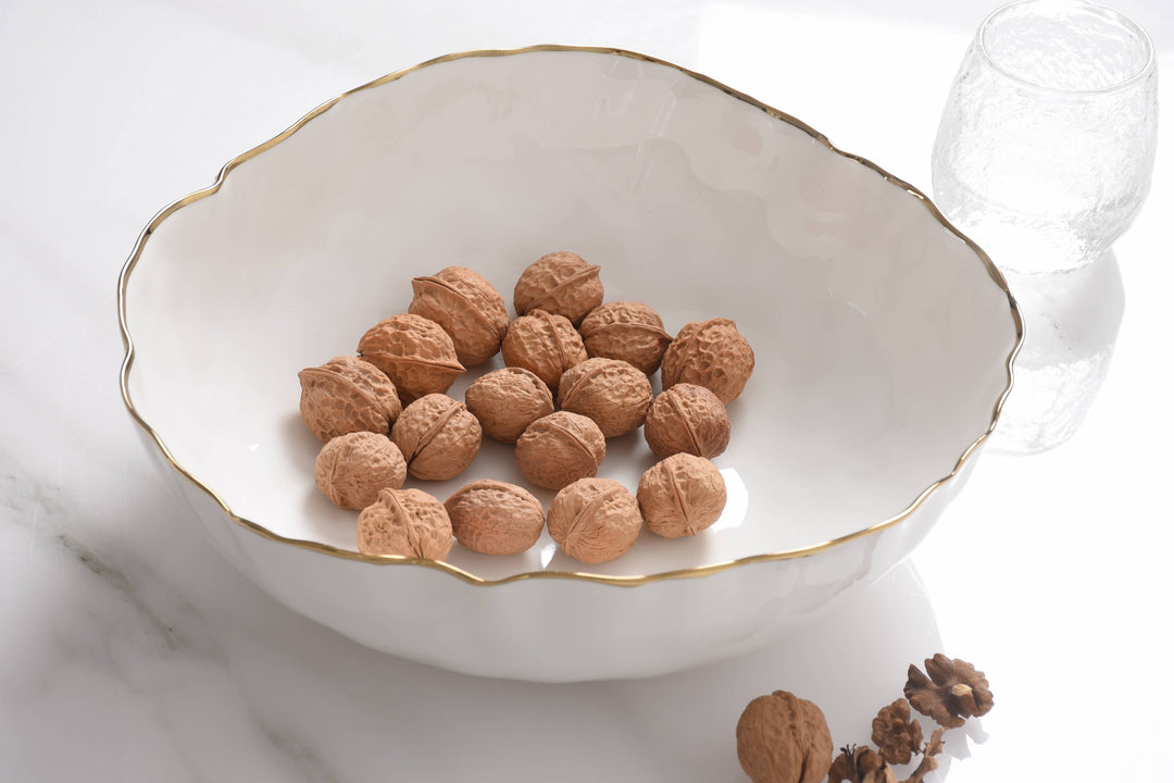 Pampa Bay Large Bowl - White & Gold - Gabrielle's Biloxi