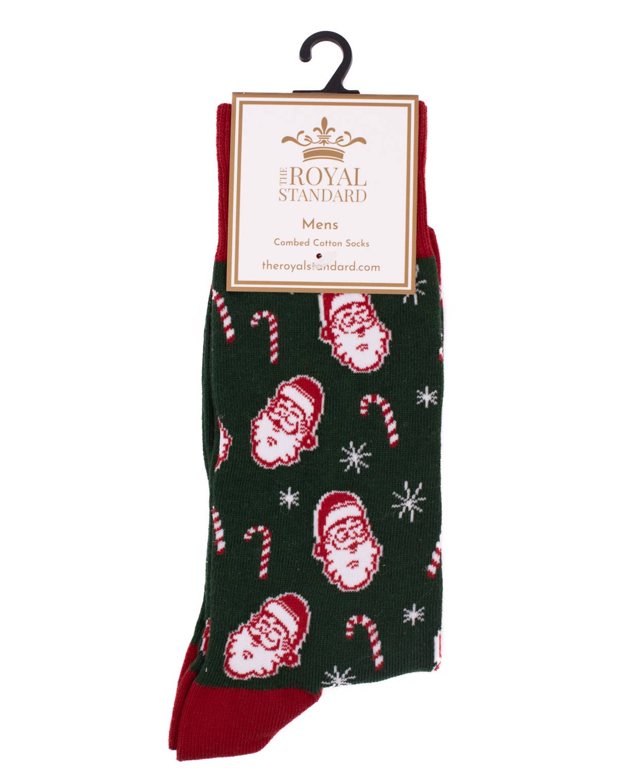 Men's Candy Cane Christmas Socks - Dark Green - Gabrielle's Biloxi