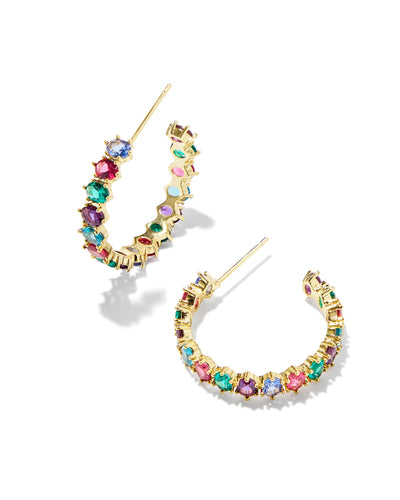 Kendra Scott Cailin Crystal Hoop Earrings - Gold Multi Mix - Gabrielle's Biloxi