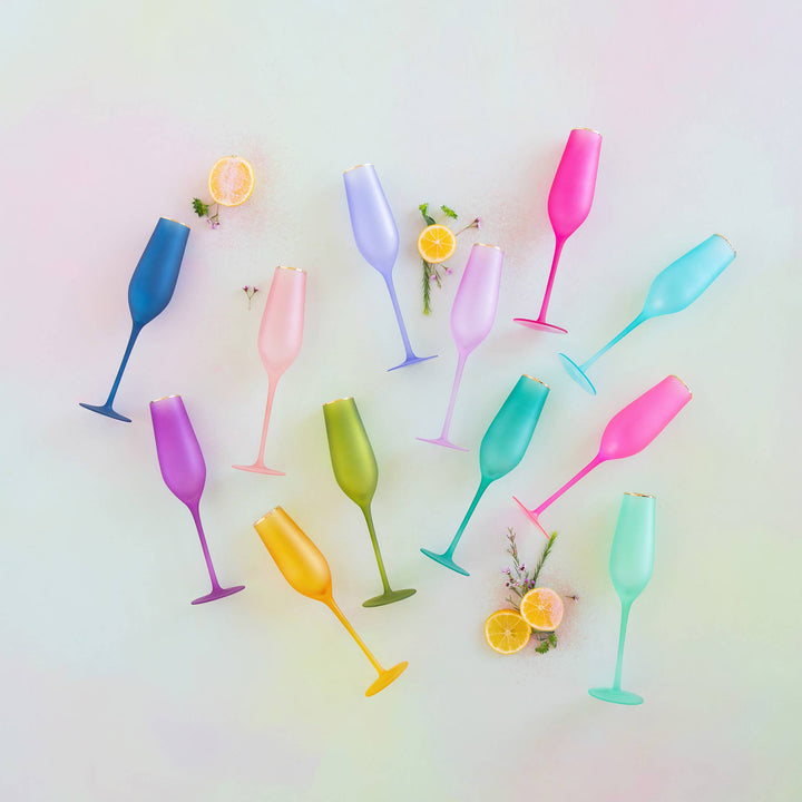 Glitterville Frosted Flute Glass - 10.25" - Gabrielle's Biloxi