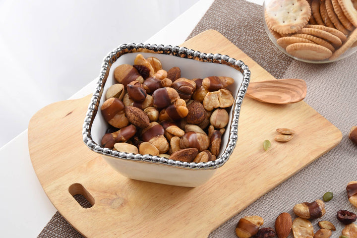 Pampa Bay Square Snack Bowl - White & Silver - Gabrielle's Biloxi