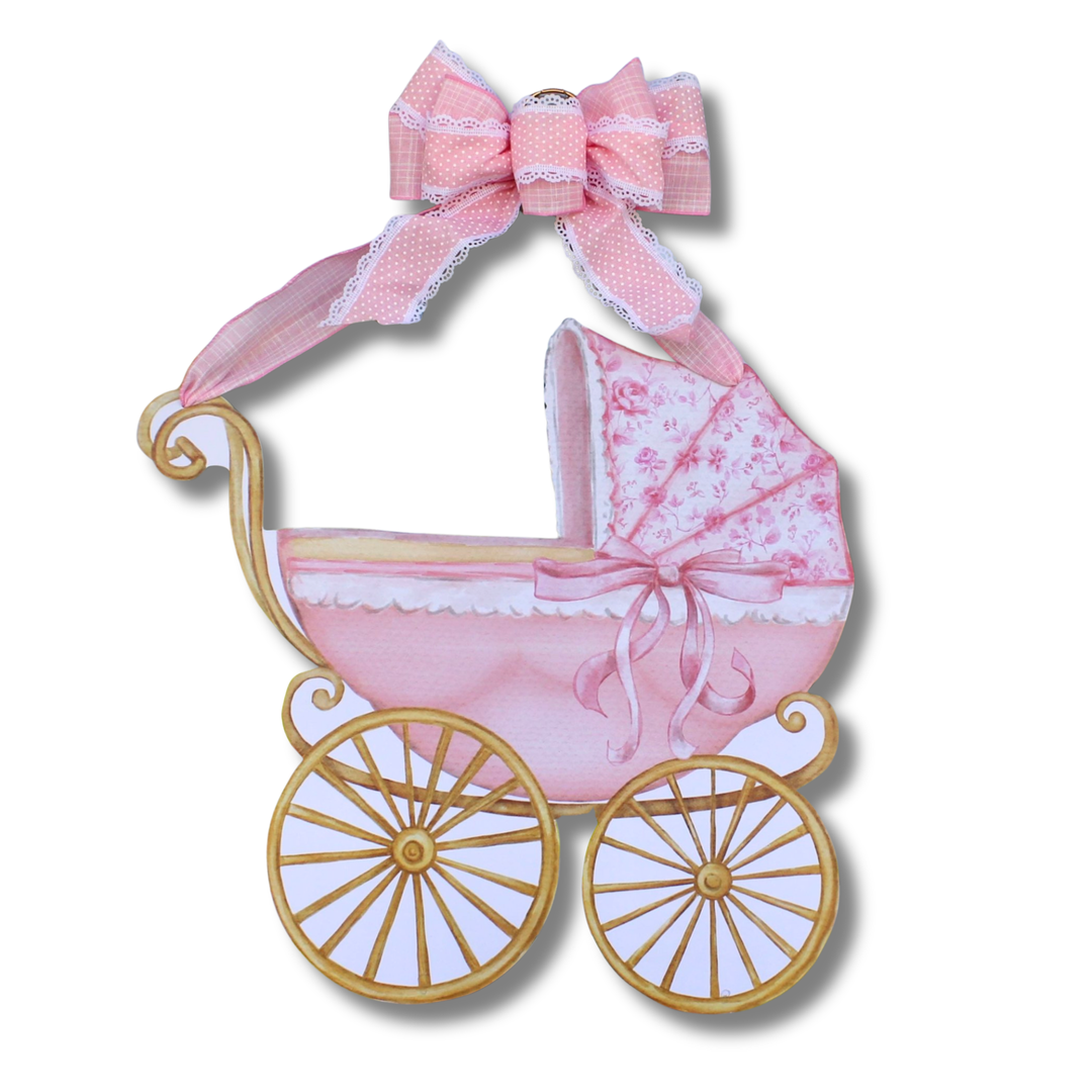 Pink Baby Carriage Door Hanger - Pink - Gabrielle's Biloxi