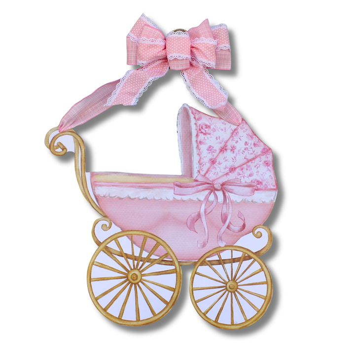 Pink Baby Carriage Door Hanger - Pink - Gabrielle's Biloxi