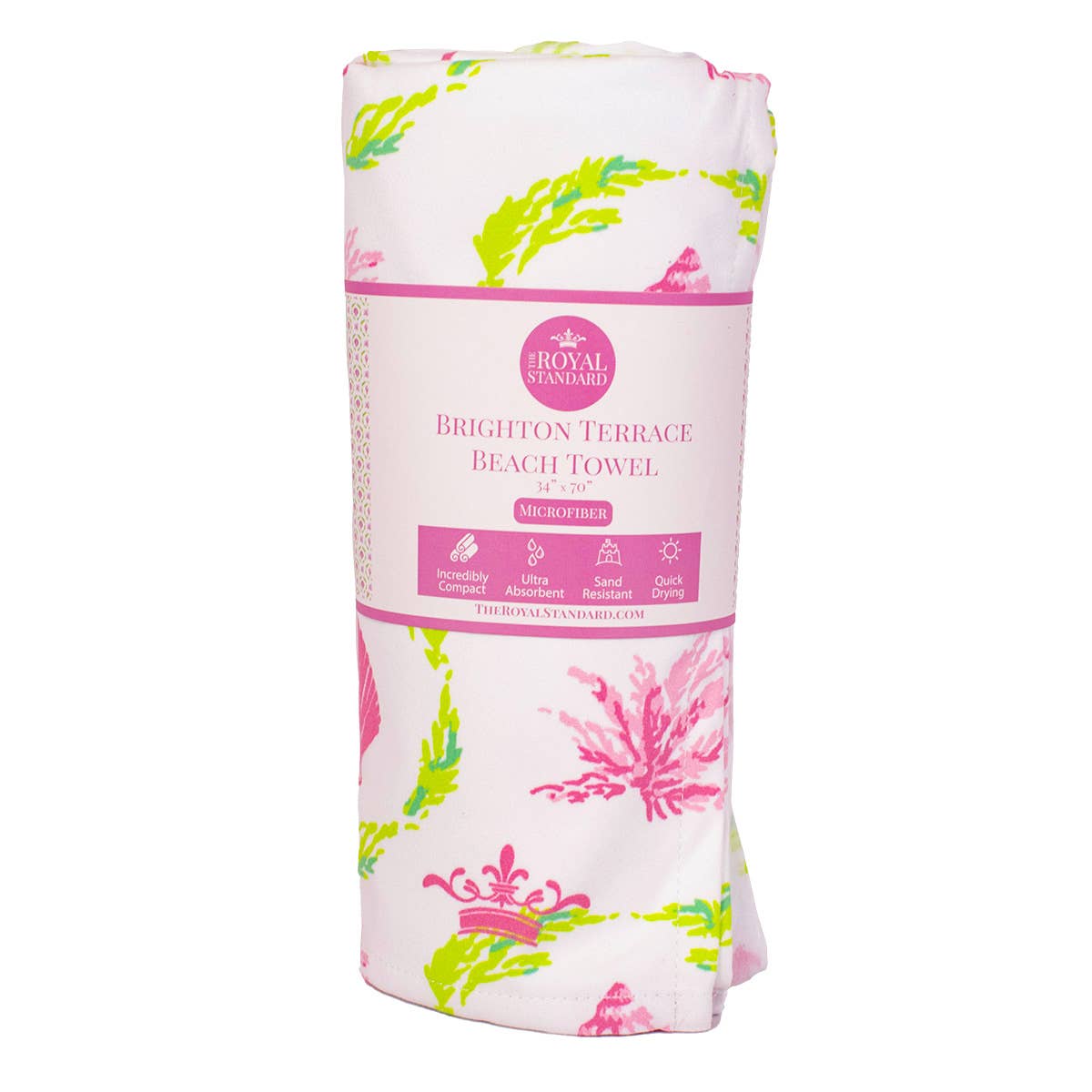Brighton Terrace Beach Towel - Pink Lilly/Lime - Gabrielle's Biloxi