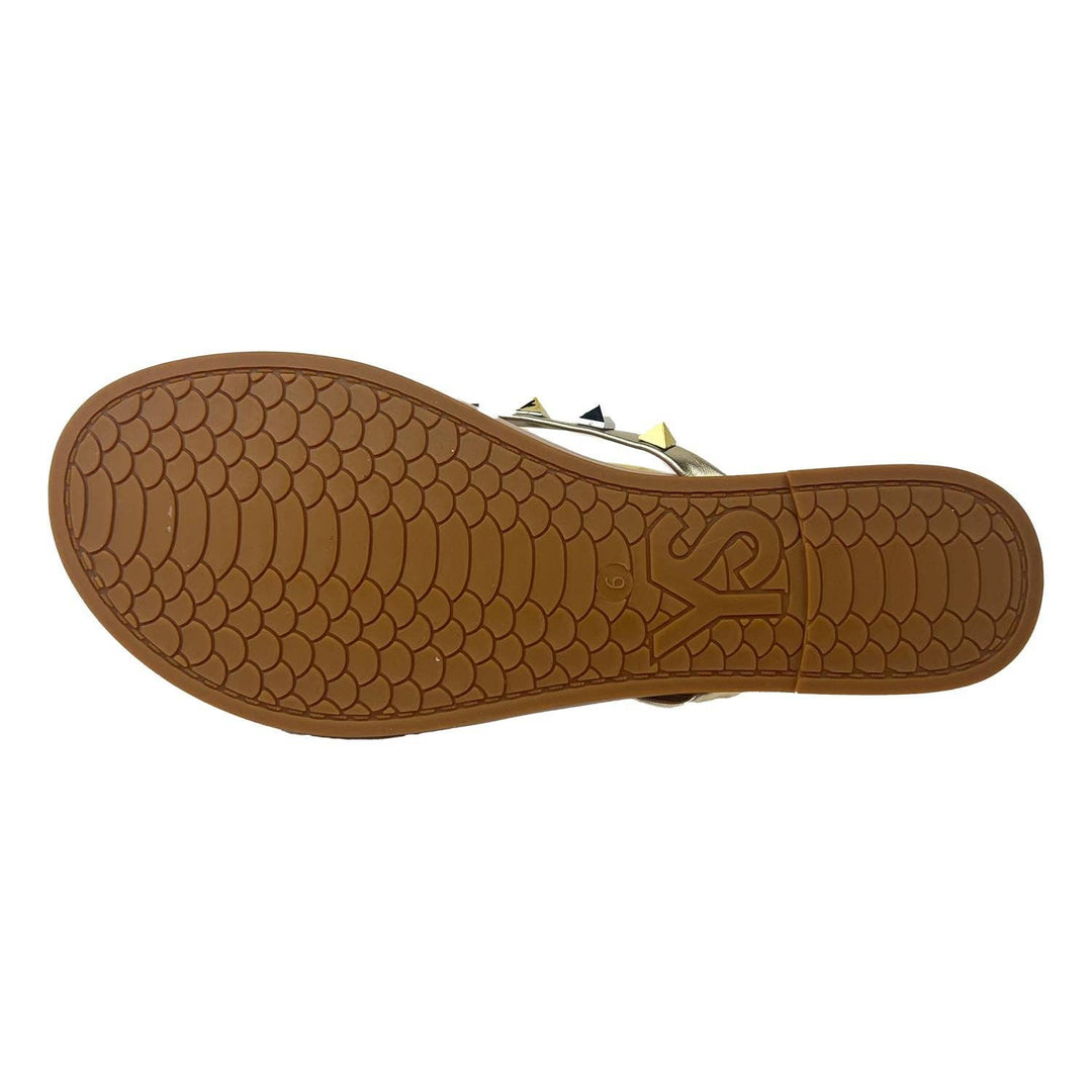 Rivington Stud Flip Flop in Beige Metallic - Gabrielle's Biloxi